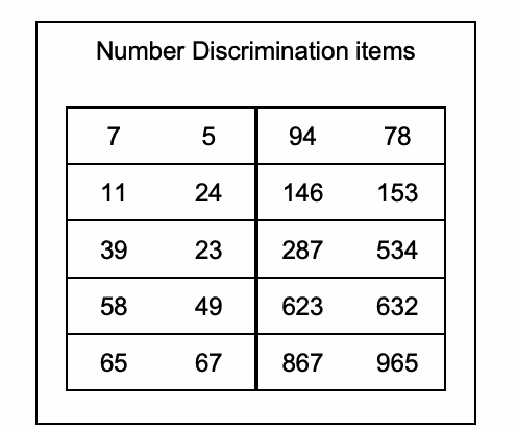 Number discrimination subtask. Source: Platas et al., 2014.